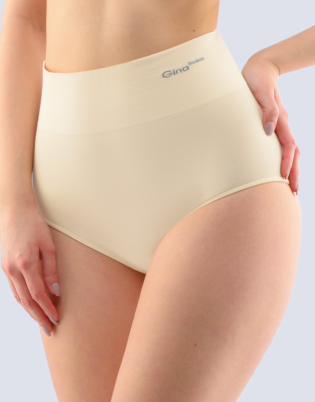GINA dámské kalhotky klasické s vysokým pasem, širší bok, bezešvé, jednobarevné Bamboo PureLine 00036P  - tělová  M/L