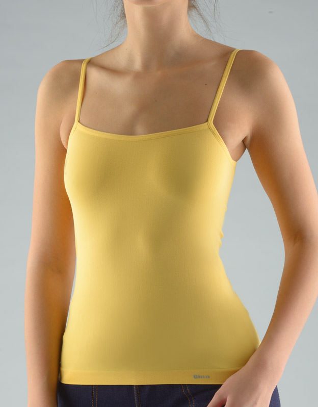 GINA dámské košilka, úzká ramínka, bezešvé, jednobarevné MicroPolyamid 08017P  - sv. oranžová  S/M