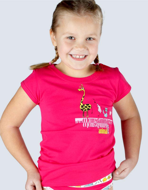 GINA dětské tričko s krátkým rukávem dívčí, krátký rukáv, šité, s potiskem Disco VI 28003P  - bordo  122/128