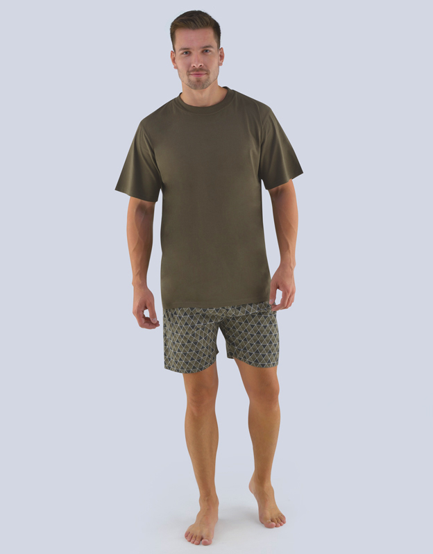 GINA pánské pyžamo krátké pánské, šité, s potiskem Pyžama 2019 79082P  - melta černá M